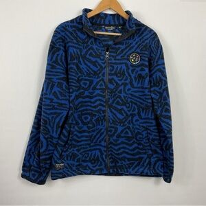 Maui And Sons‎ Blue And Black Full Zip Fleece Jacket Size Medium